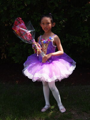 Keywords: lily,girl,dress up,dancer,ballarina,purple tutu,flowers,white tights,hair up,asian