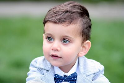 Keywords: portrait,child,kid,children,boy,bow tie,bowtieblue,white jacket,green,grass,background