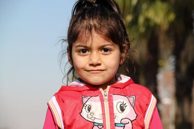 Keywords: portrait,child,kid,children,girl,kitty jacket,red,pink,smile