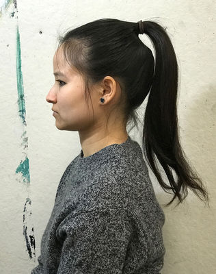 Keywords: college student,Shrija,profile of a girl in a grey sweater