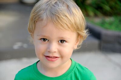 Keywords: portrait,child,kid,boy blue eyes,blonde hair,green shirt,outdoors,Portrait for Children class September 22,2020 - 2:32:52