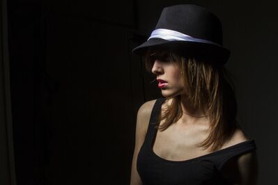 Keywords: girl,woman,youth,young,hat,black top