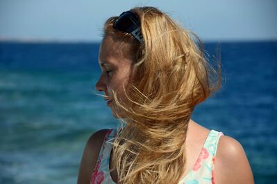 Keywords: beach,ocean,water,woman,closeup