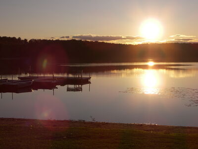 Keywords: morning,sunrise,lake,water,harbor,painting sunrise over a lake