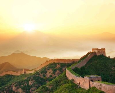 Keywords: the great wall,great wall,greatwall,the great wall of china,Sunrise sky and mountains in watercolor - 49:17