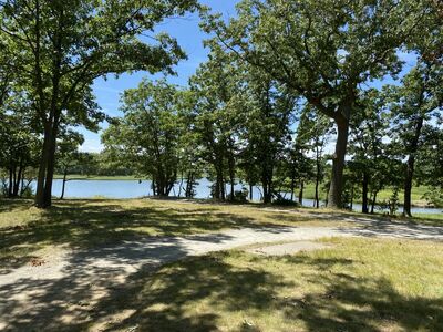 Keywords: trees,shadows,blue sky,path