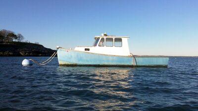 Keywords: painting a fishing boat with a reflection