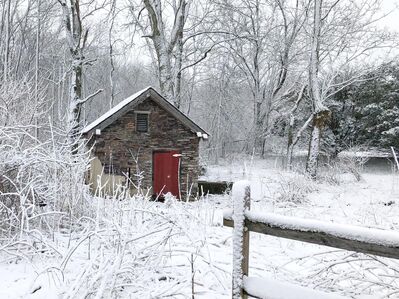 Keywords: snow,ice,stone,barn,red,door,fence,house,snowy,Watercolor painting - snowy trees and house,Watercolor painting - snowy trees and house - 34:59