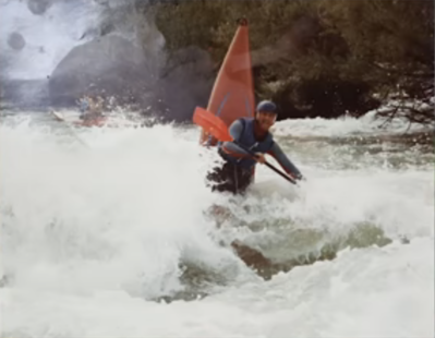 Keywords: painting of a man kayaking in a rushing river