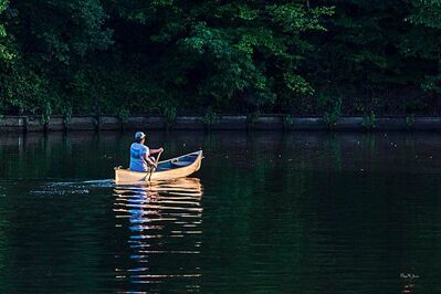 Keywords: canoe,boat,paddle,man,river,water,lake,green,trees,How to paint water reflections in watercolor - 25:29