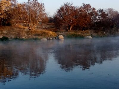 Keywords: rocks,misty,river,autumn,fall,water