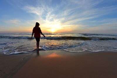 Keywords: sunset,walk on beach