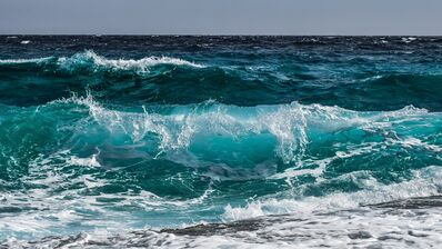 Keywords: ocean,sea,wave,Watercolor of ocean waves closeup with masking