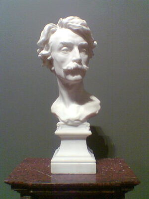 Keywords: statue,head,sculpture,wavy hair,moustache,young