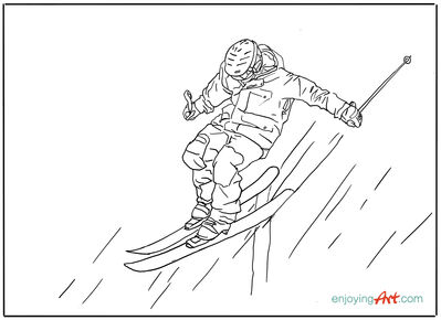 Keywords: skier,go skiing,line drawing