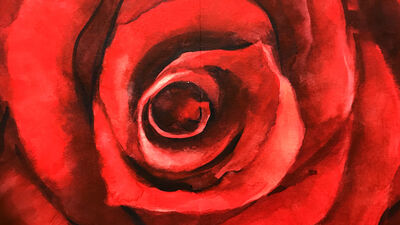 Keywords: painting a dramatic red rose