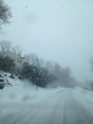 Keywords: snow,winter,road,white,house,using wet in wet to create distance