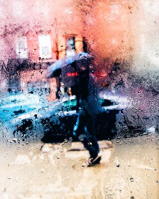 Keywords: Painting a rainy day using wax - 24:34,umbrella,rain,automobile,car,man walking