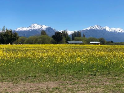 Keywords: mountains behind field