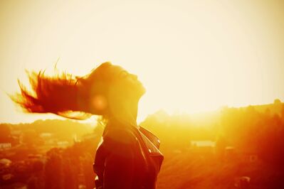 Keywords: sunset,girl,hairs