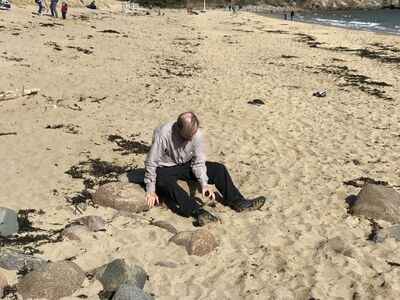 Keywords: man sit beach