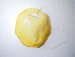 How to paint a yellow apple step by step.