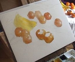 Still Life watercolor painting step 1